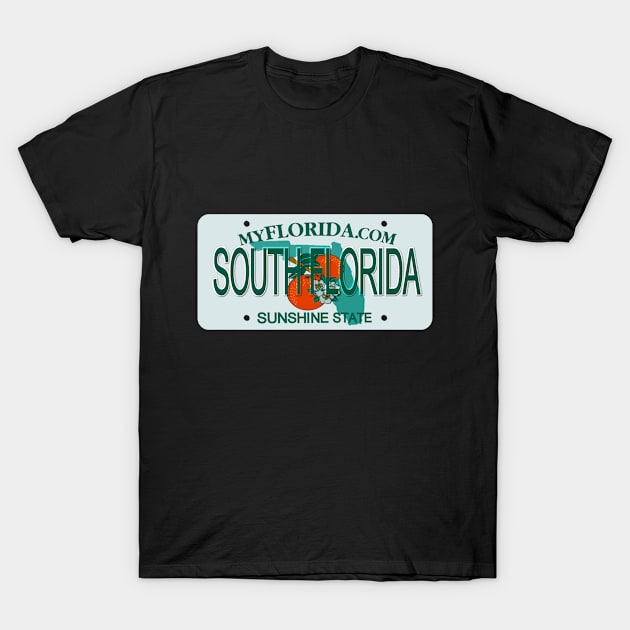 South Florida Florida License Plate T-Shirt by Mel's Designs